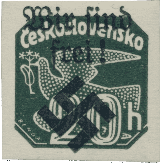Moravská Ostrava | Czechoslovakia german occupation 1939 | stamp overprint | Newspaper stamps - Dove | Michel 38