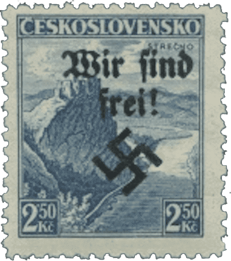 Rumburk | Rumburg | Sudetenland stamp overprint 1938 | German occupation of Czechoslovakia | Sudeten | postage stamp overprints | Michel 14