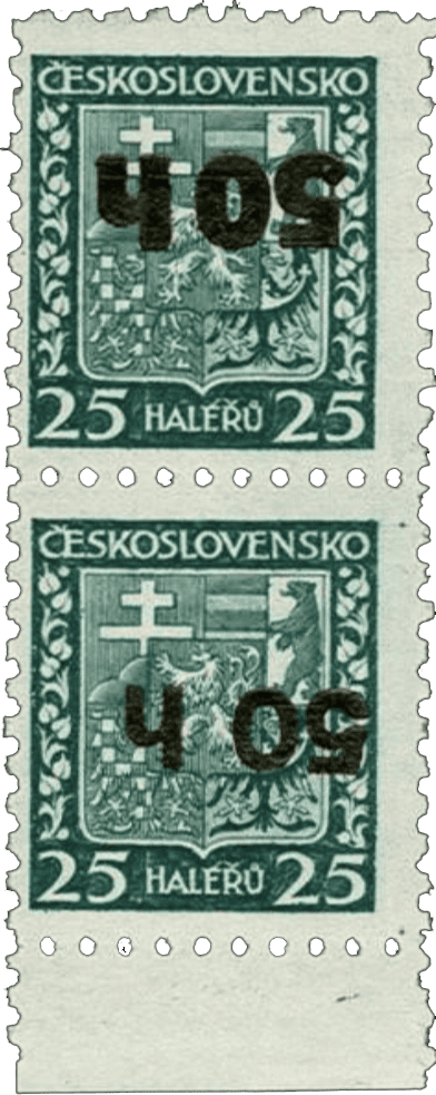 Aš přetisk známky - sudety - sudetenland - státní znak - Michel 1 I a K & 1 II a K