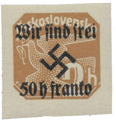 Rumburk | Rumburg | Sudetenland stamp overprint 1938 | German occupation of Czechoslovakia | Sudeten | postage stamp overprints | Michel 24 Rumburg