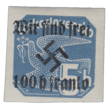 Rumburk | Rumburg | Sudetenland stamp overprint 1938 | German occupation of Czechoslovakia | Sudeten | postage stamp overprints | Michel 28