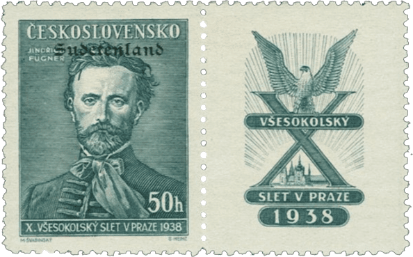 Konstantinovy Lázně overprint of czechoslovakian stamp | german occupation | 1938 | sudetenland crisis | Konstantinsbad Michel 31 ZFw Fugner