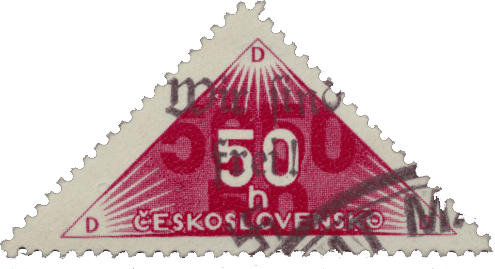 Aufdruck von Maffersdorf (Vratislavice nad Nisou) | Sudetenland | Die Postwertzeichnen des Sudetenlandes | Zustellmarke | Michel 45A