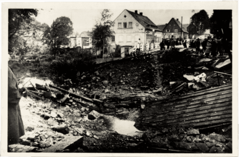 A bridge in Dolní Podluží blown up by retreating Czechs (30 September 1938) | german occupation of Czechoslovakia 1938