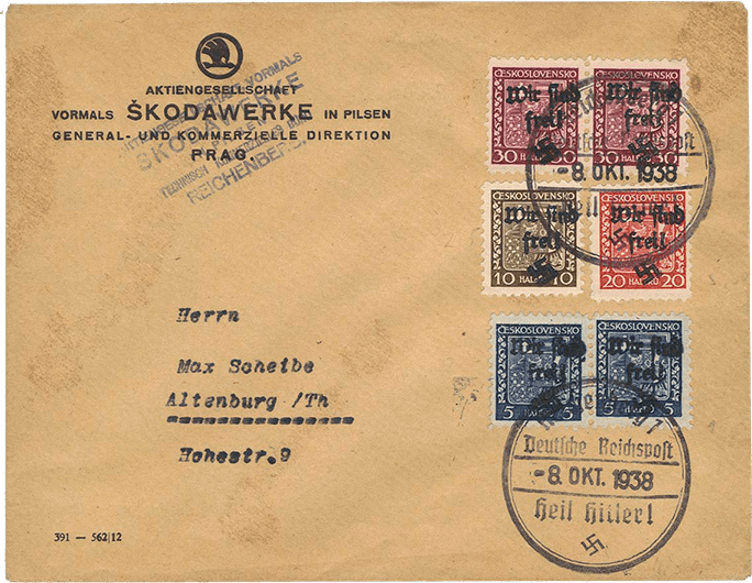 Liberec přetisk známky | sudety | sudetenland | Reichenberg Dopis