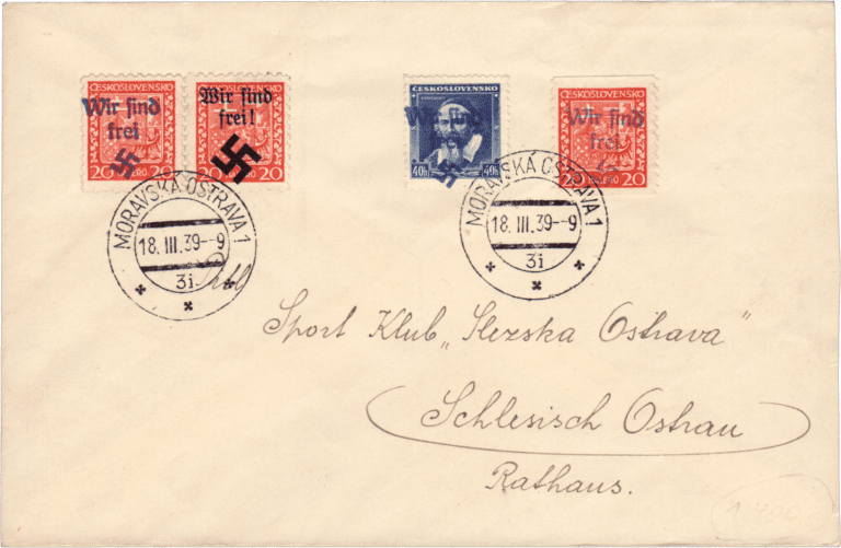 Sudety | Sudetenland | Moravská Ostrava - Dopis s 3 a neoficialními přetisky (18. březen 1939)